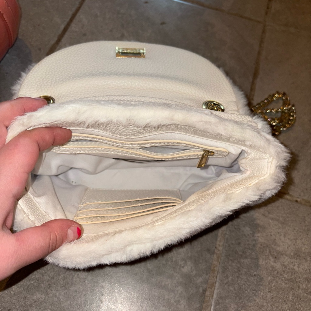 Shein White Fur-Trimmed Crossbody Bag